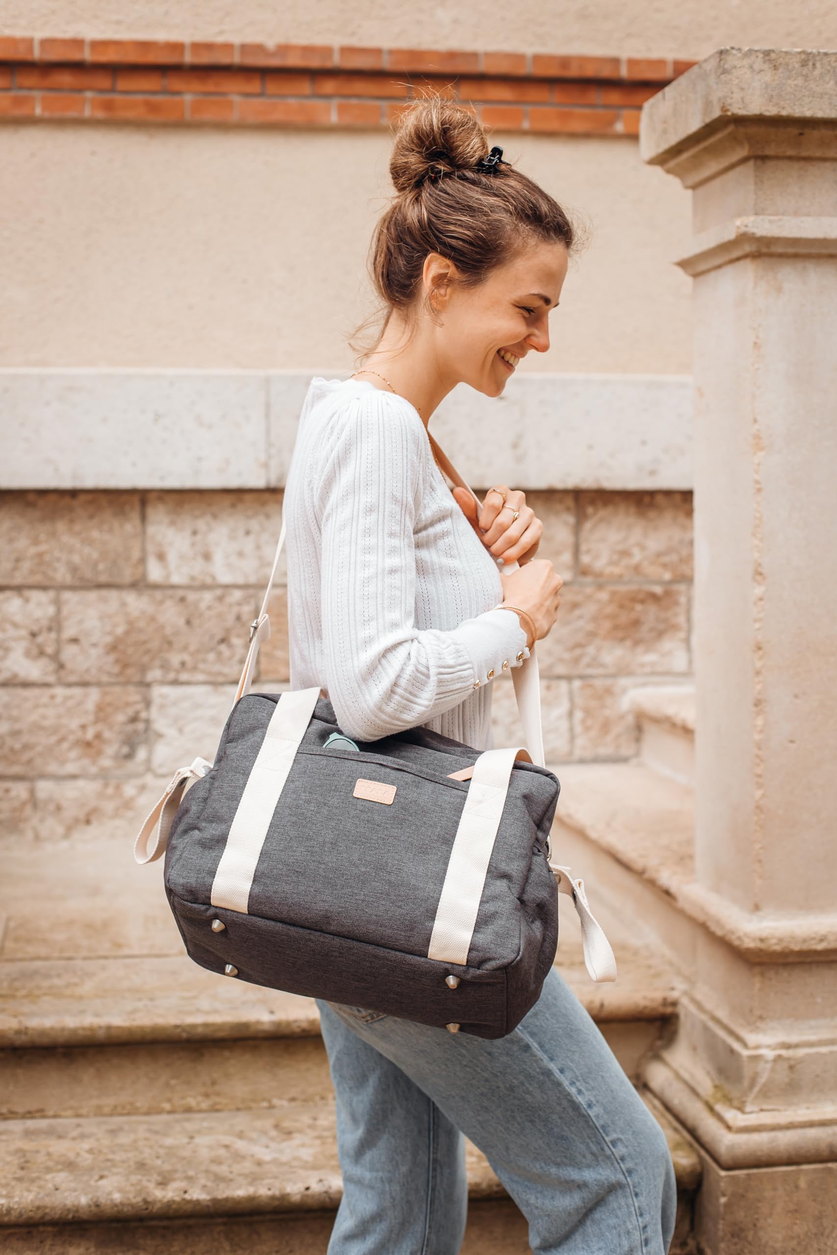 BÉABA, Luiertas voor baby's, zeer praktisch, 10 binnen- en buitenzakken, geïntegreerde kinderwagenbevestiging, afneembare luiermat, geïsoleerde tas, Paris Puffy tas, Baltisch blauw