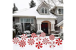 Christmas Peppermint Xmas Yard Stakes 12-Piece Hanging Ornaments