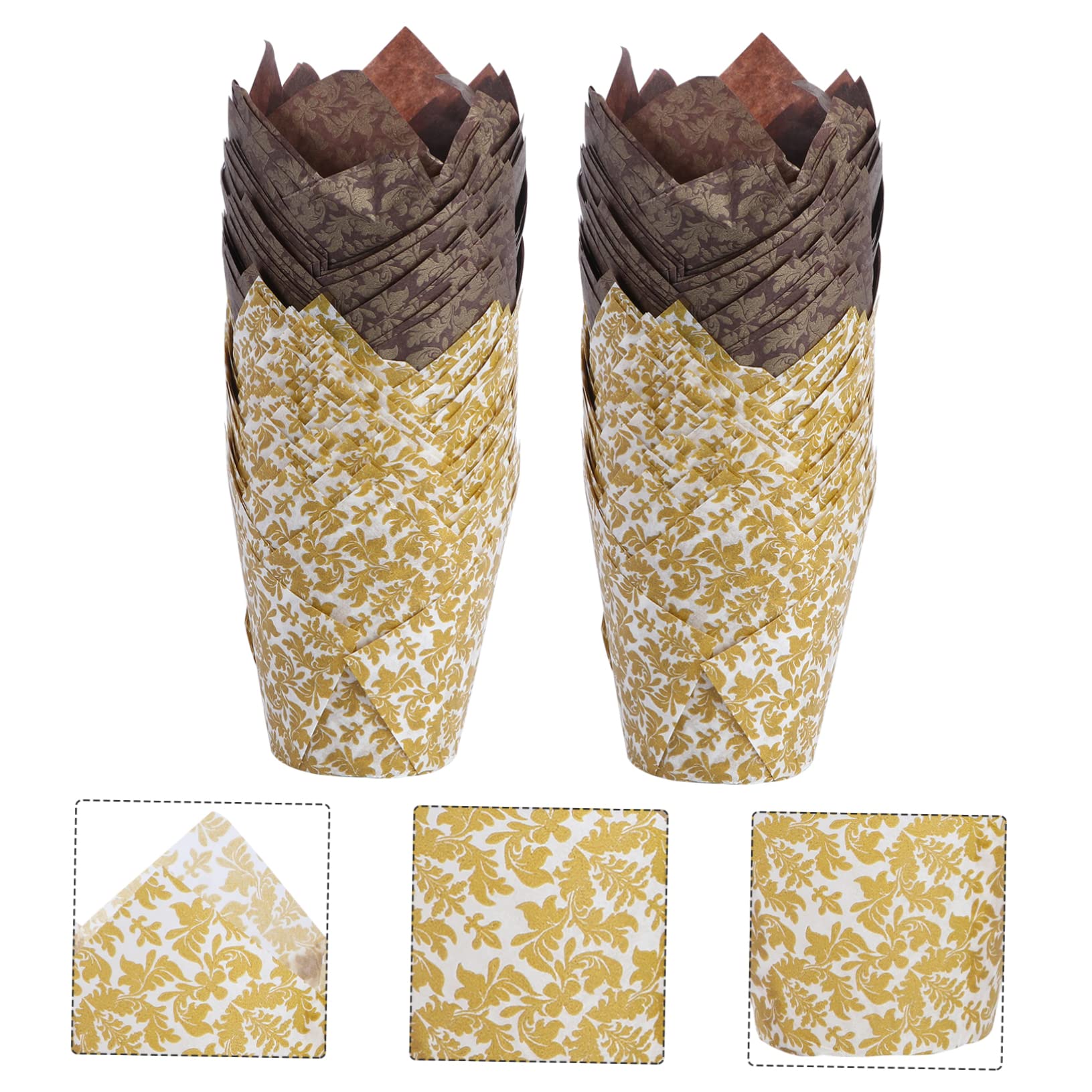 PRETYZOOM 200piezas Tazas De Pastel Tulipán Antigrasa Para Hornear y Magdalenas Para Bodas y Fiestas De Cumpleaños Mezclados