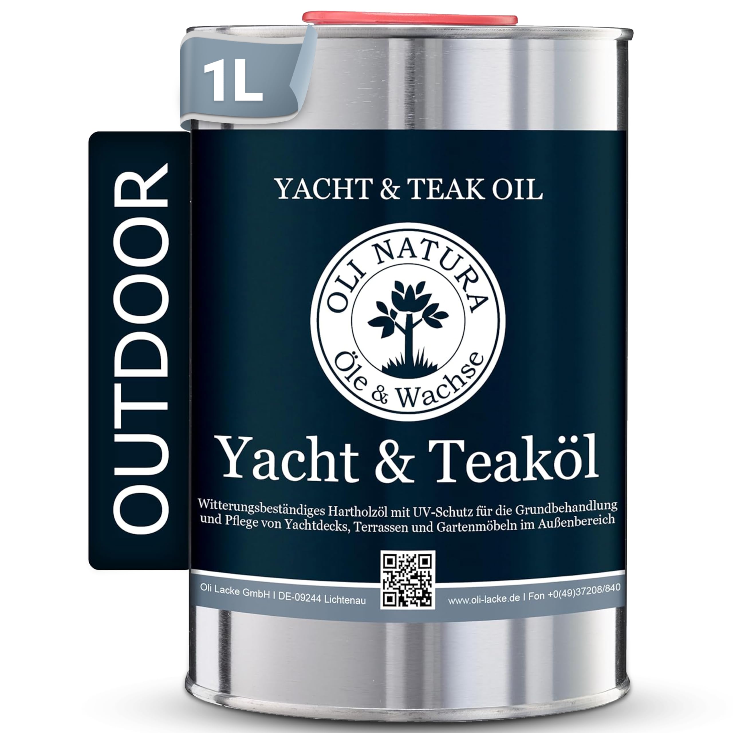 OLI-NATURA Yacht & Teaköl Holzöl für Außen 1 Liter Teak Premium Leinöl UV-Schutz Verwitterung Versprödung Vergrauung
