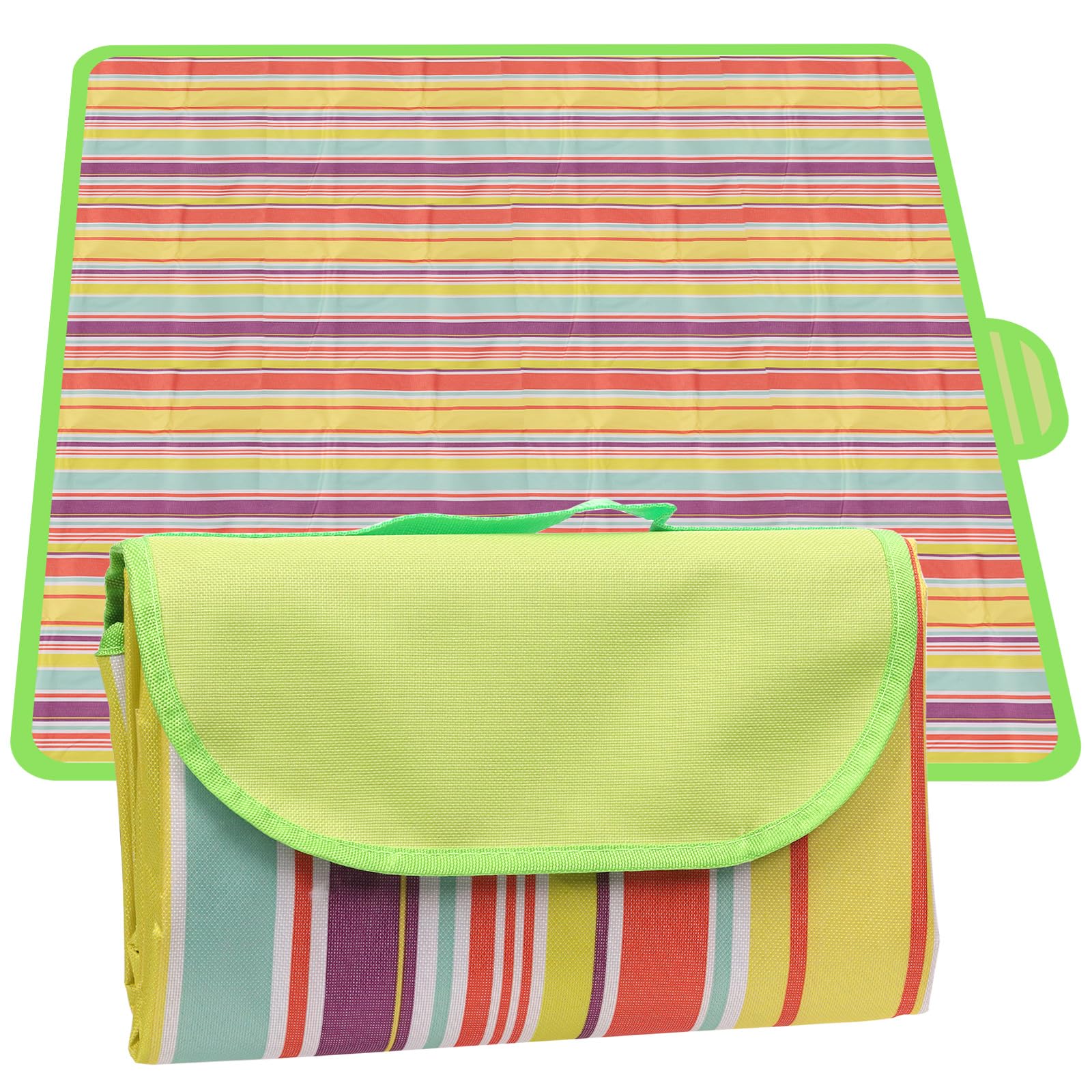Rustark 79" x 79" Picnic Blanket Outdoor Picnic Mat Beach Blanket Extra Large Foldable Waterproof Portable Gingham Picnic Blanket Picnic Rug for Hiking, Beach, Camping, Park, BBQ and Music Festivals