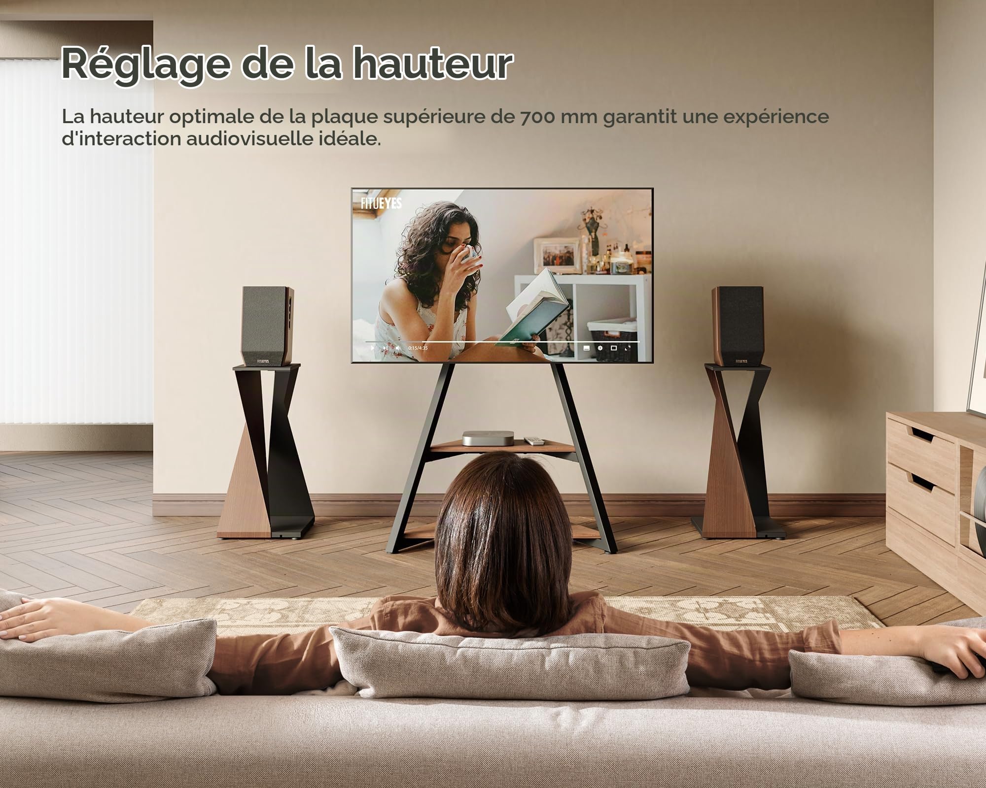 FITUEYES Pied Enceinte en Métal Support Enceinte Réglable en Hauteur Capacité de Charge 30 kg Série Eiffel（1 Pièce）