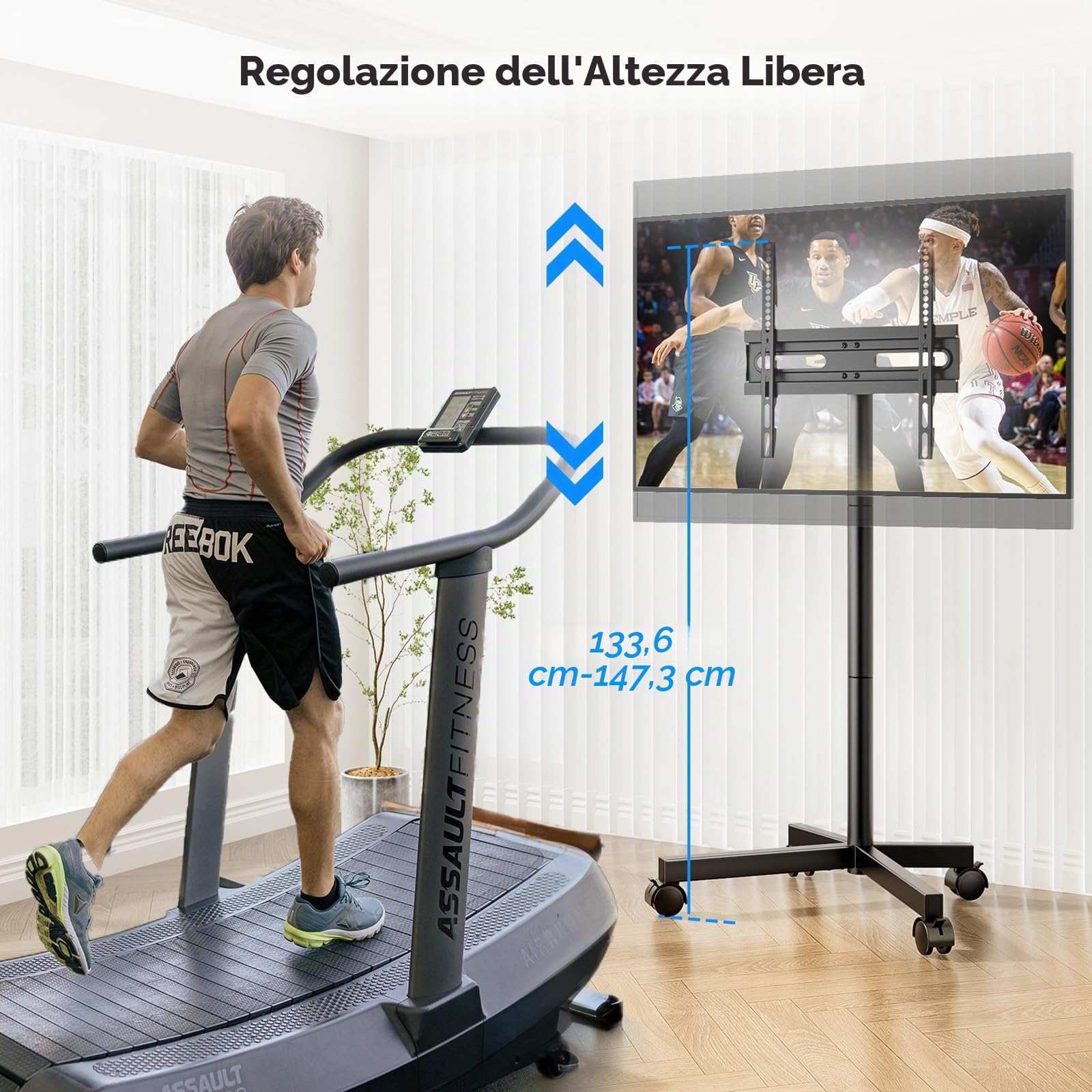 Supporto TV da Pavimento per Schermi Plasma/LCD/LED 23-60 Pollici con Ruote, Carrello Staffa Porta Mobile Supporto TV Fino a 40 kg, Max VESA 400 x 400 mm