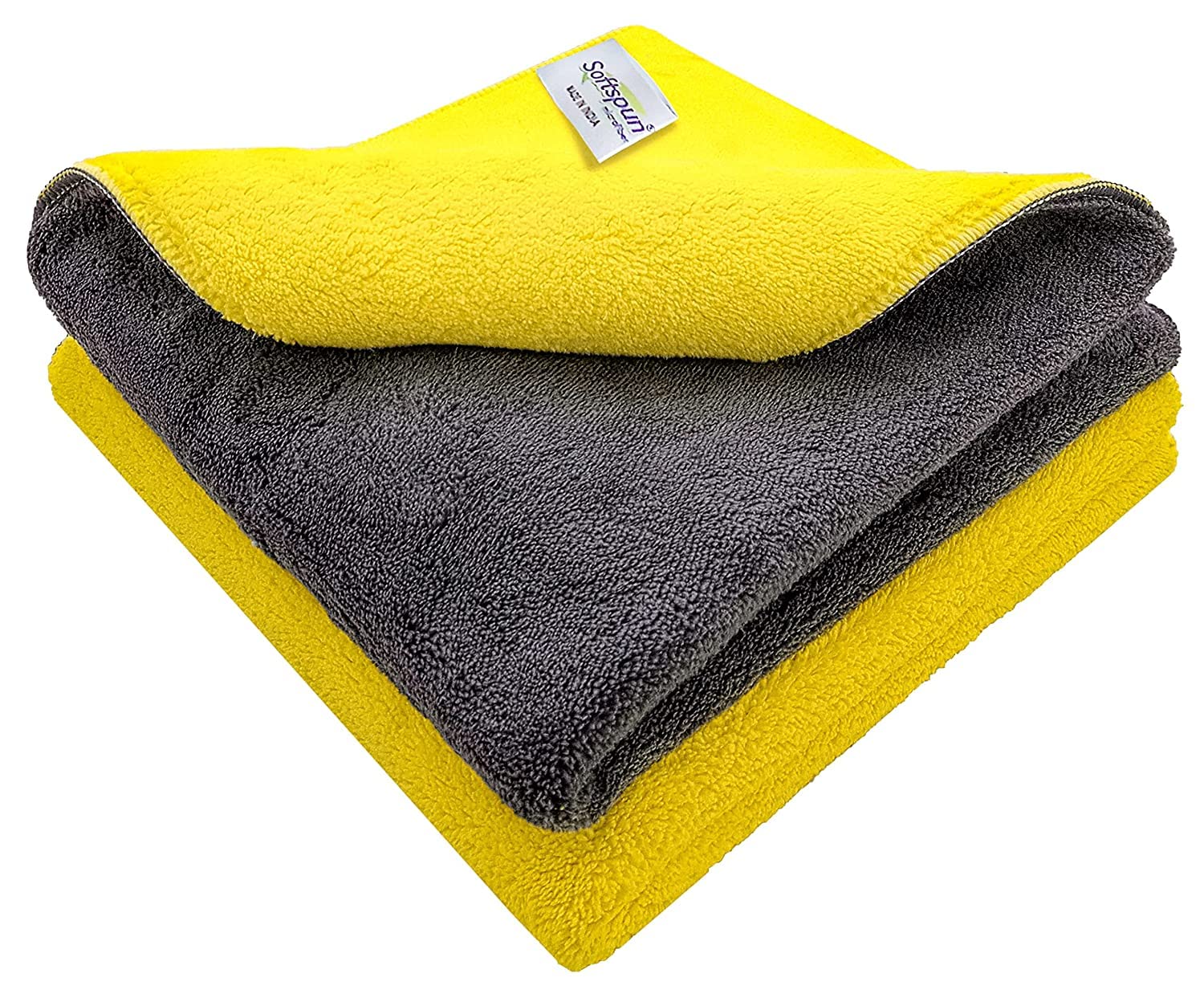 NT Enterprise 900 GSM, Microfiber Double Layered Cloth 40x40 Cms 2 Piece Towel Set, Extra Thick Microfiber Cleaning Cloths Perfect for Bike, Auto, Cars Both Interior and Exterior.