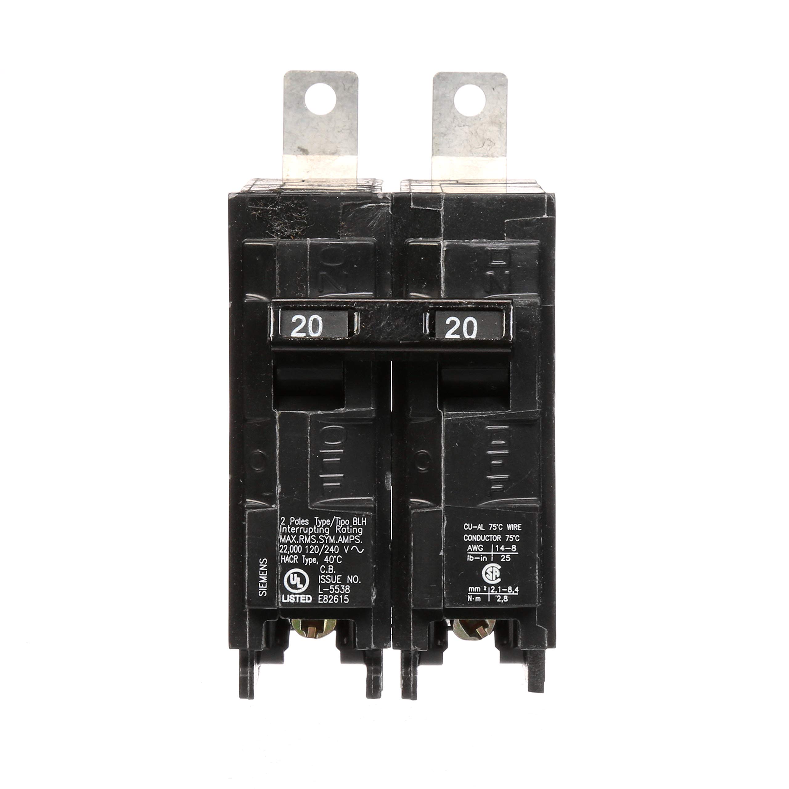 Siemens B220H 20-Amp Double Pole 120/240-Volt 22KAIC Bolt in