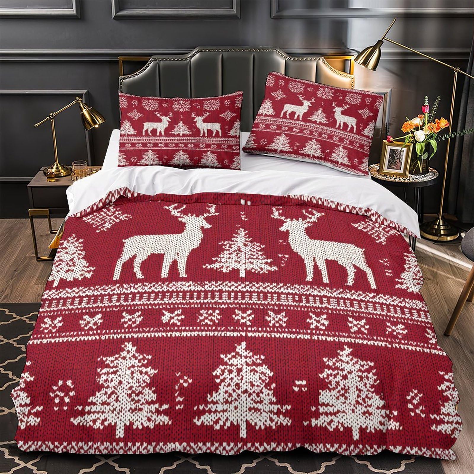 Parure de lit cerf de Noël single : le cadeau idéal pour enfants