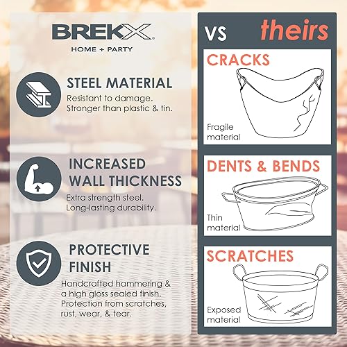 Miniatura 8 de BREKX Contenedor de metal indestructible para juguetes para perros, cubo de metal galvanizado con asas para almacenamiento de accesorios, canasta de