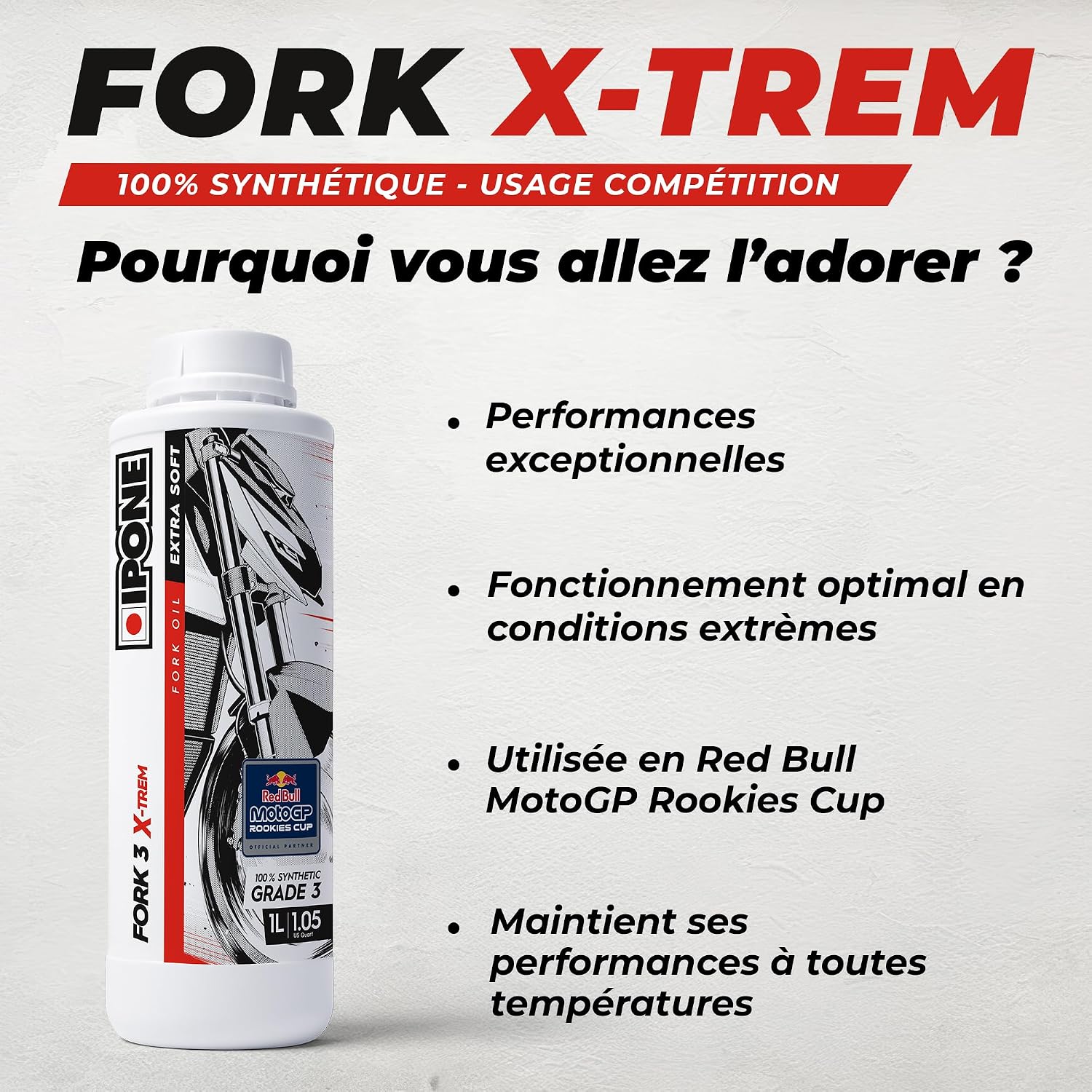 IPONE – Motorcycle Fork Oil – Fork Fluid 7 – 100% Synthetic – Anti-Friction and Anti-Emulsion – 1L Can