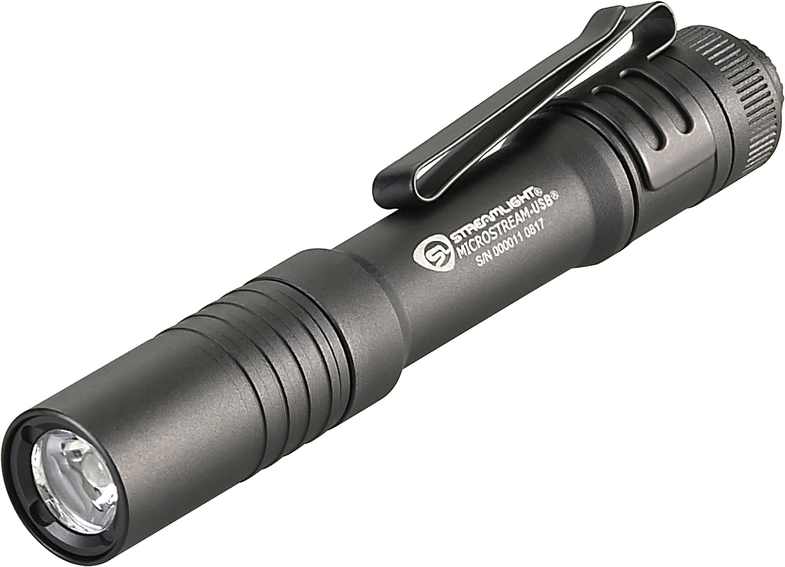 66601 MicroStream 250-Lumen EDC Ultra-Compact Flashlight with USB Rechargeable Battery, Clear Retail Packaging, Black