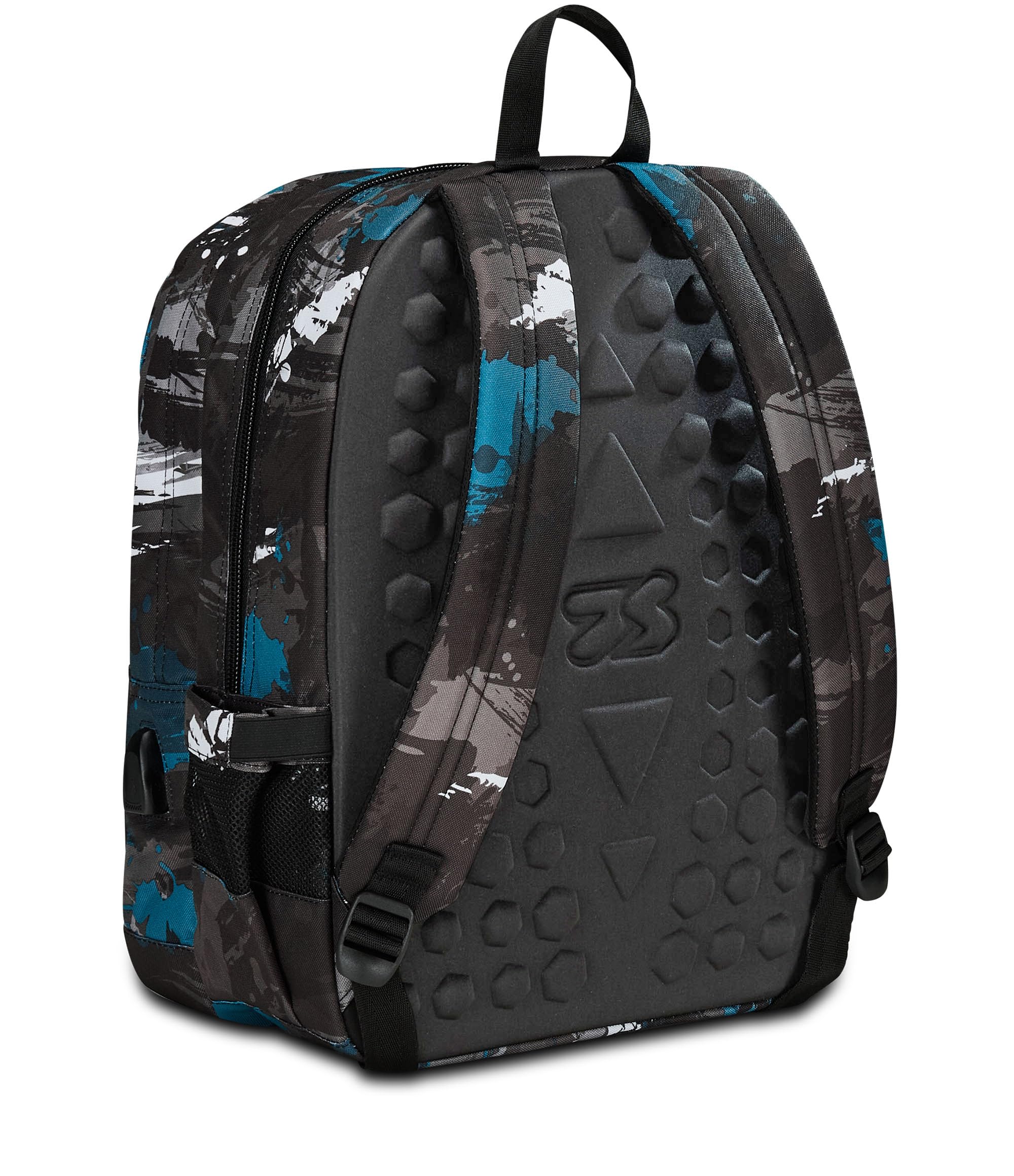 Seven Freethink Zaino Scuola Media e Superiore Ragazzo, 34L, Doppio Scomparto, Tasca PC e Borraccia, Ricarica USB, Nero Verde