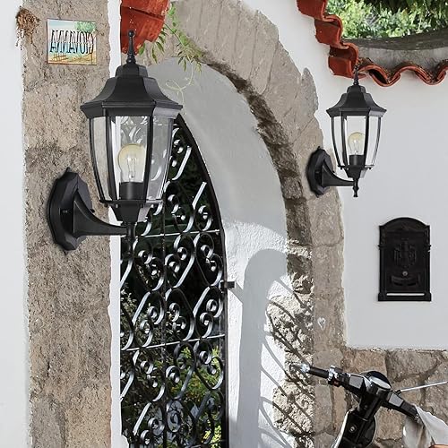 Miniatura 3 de Paquete de 2 lámparas impermeables para exteriores, montaje en pared, luces de porche exterior, lámparas de pared para exteriores, luces de porche