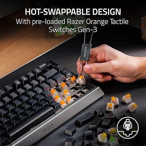 Miniatura 2 de Razer Teclado mecánico BlackWidow V4 75% para juegos diseño intercambiable en caliente, compacto y duradero, interruptores táctiles naranjas, Chroma