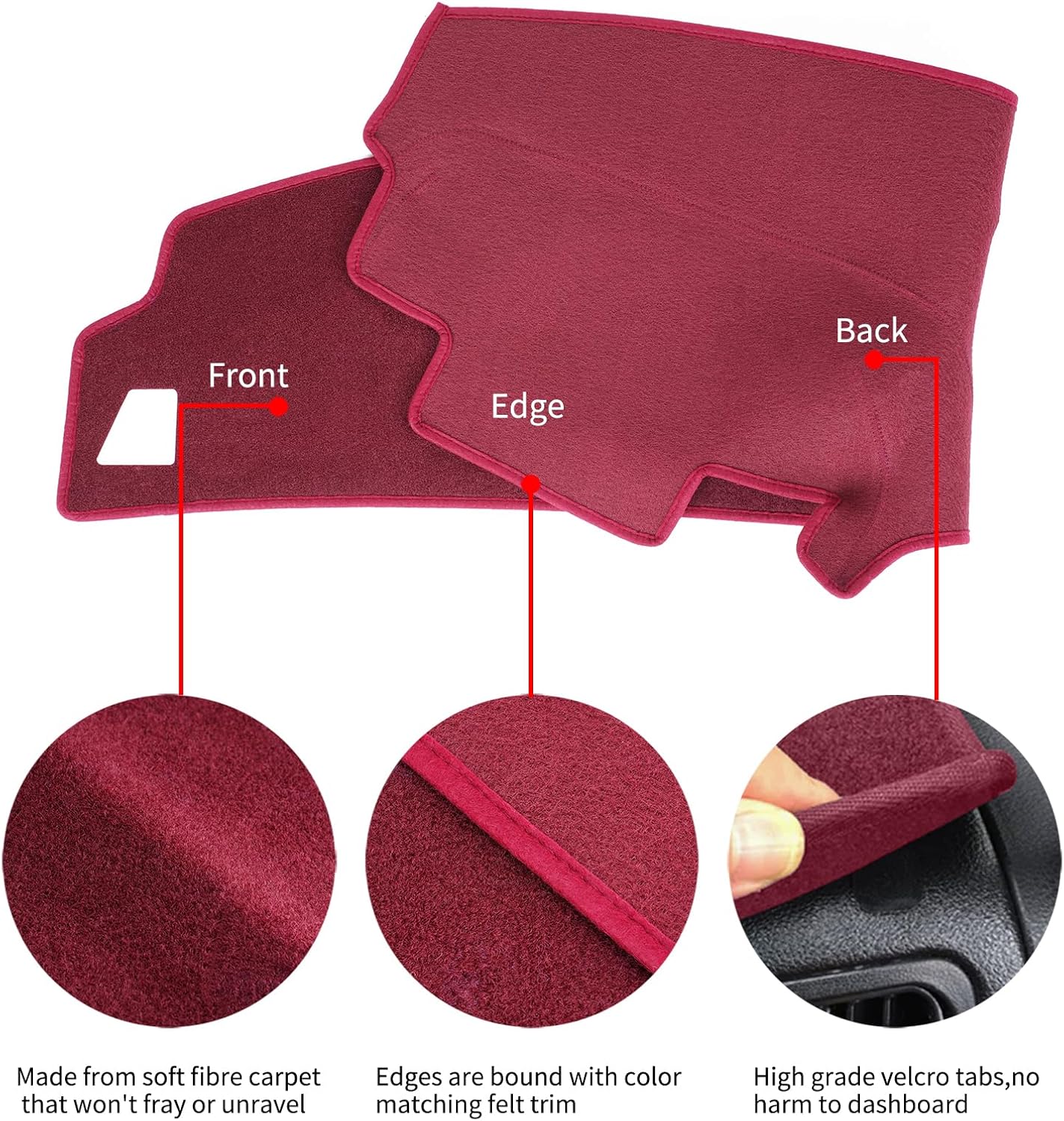 Dashboard Cover Dash Cover Mat Pad Custom Fit for 1989-1994 Ford Ranger,1991-94 Ford Explorer,1991-94 Mazda Navajo,1989 1990 Ford Bronco II(Maroon)