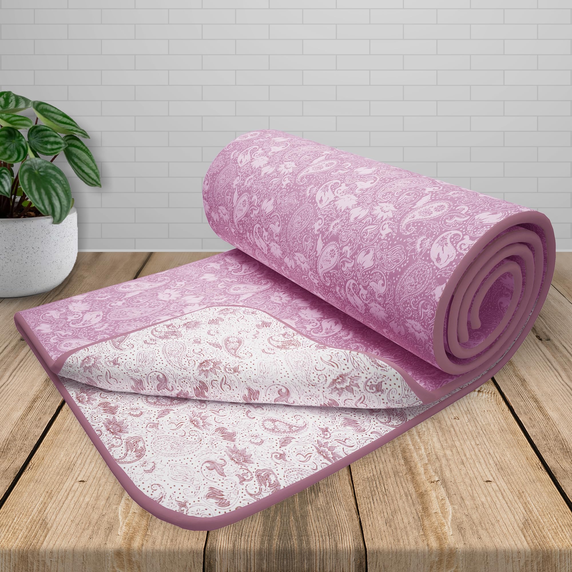 Story@Home Dohar Single Bed | 100% Cotton Blankets for Summer | 144x 220CM, 150GSM AC Blanket and Ac Comforter Single Bed | Pink & White Floral Pattern, Reversible Quilt | Ideal for Gifting-picture-17