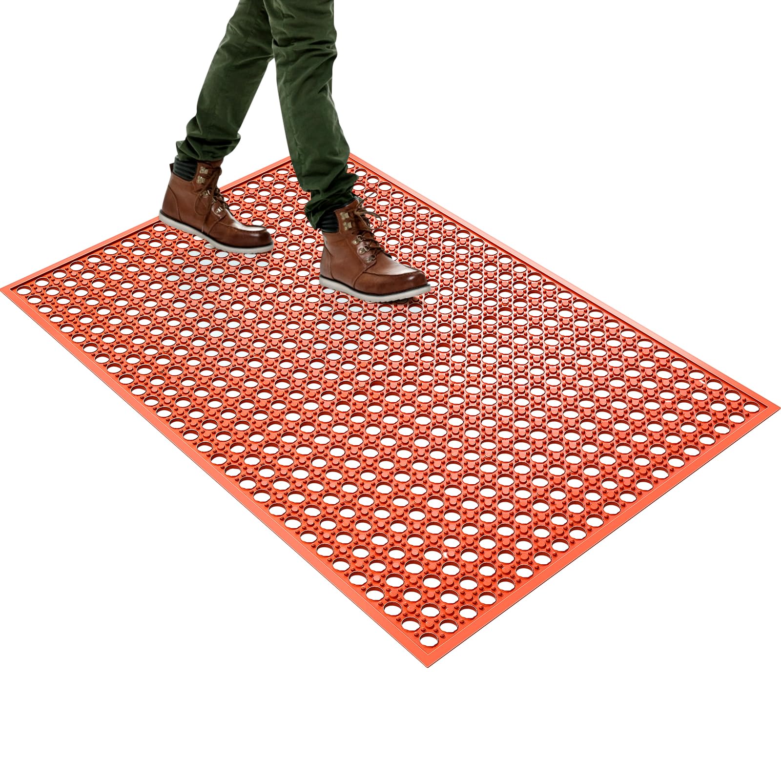 Rubber Floor Door Mats Outdoor Entrance Commercial Restaurant Kitchen Anti Fatigue Rubber Drainage Mat New Non Slip Bar Floor Mat for Garage Use Black 36inch x 60inch from SallyMall — Amazon image 9