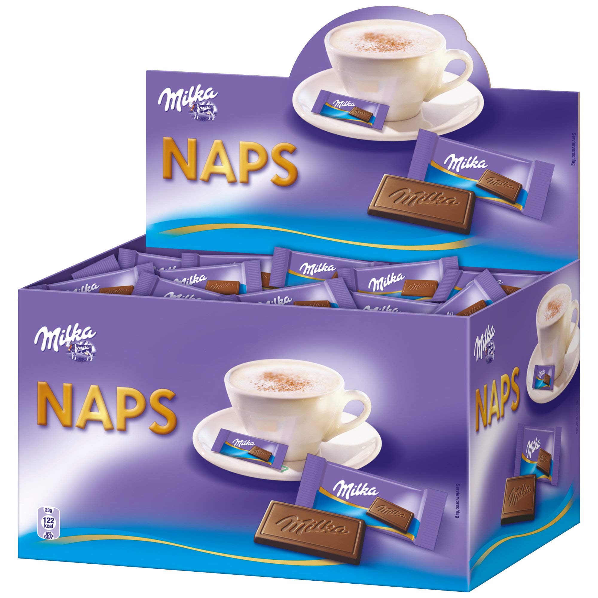 Milka - Pastillas de chocolate NAPS, leche alpina, caja expositora, 355 x 4,6 g (1.702 g)