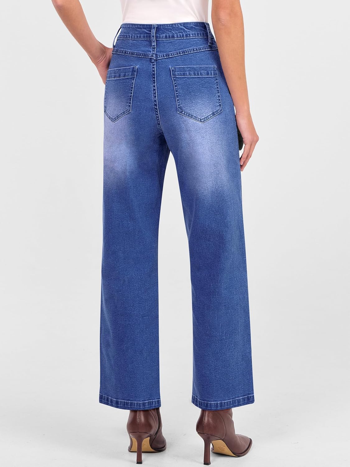 ANRABESS Womens Jeans High Waist Straight Leg Stretchy Ankle Length Denim Pants with Pockets - Image 5