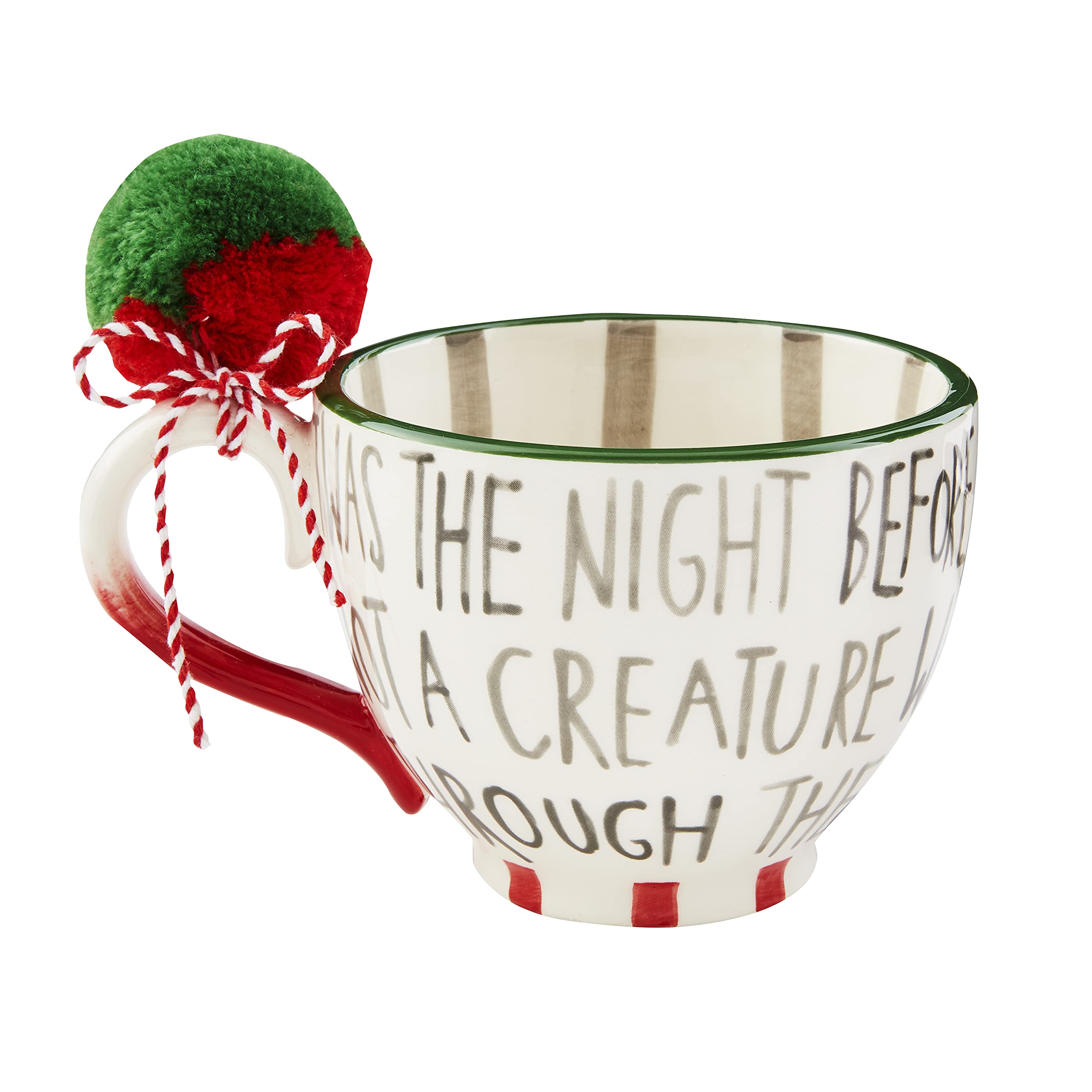 Mud Pie, Red, Painted Christmas Mug Pom, 16 oz