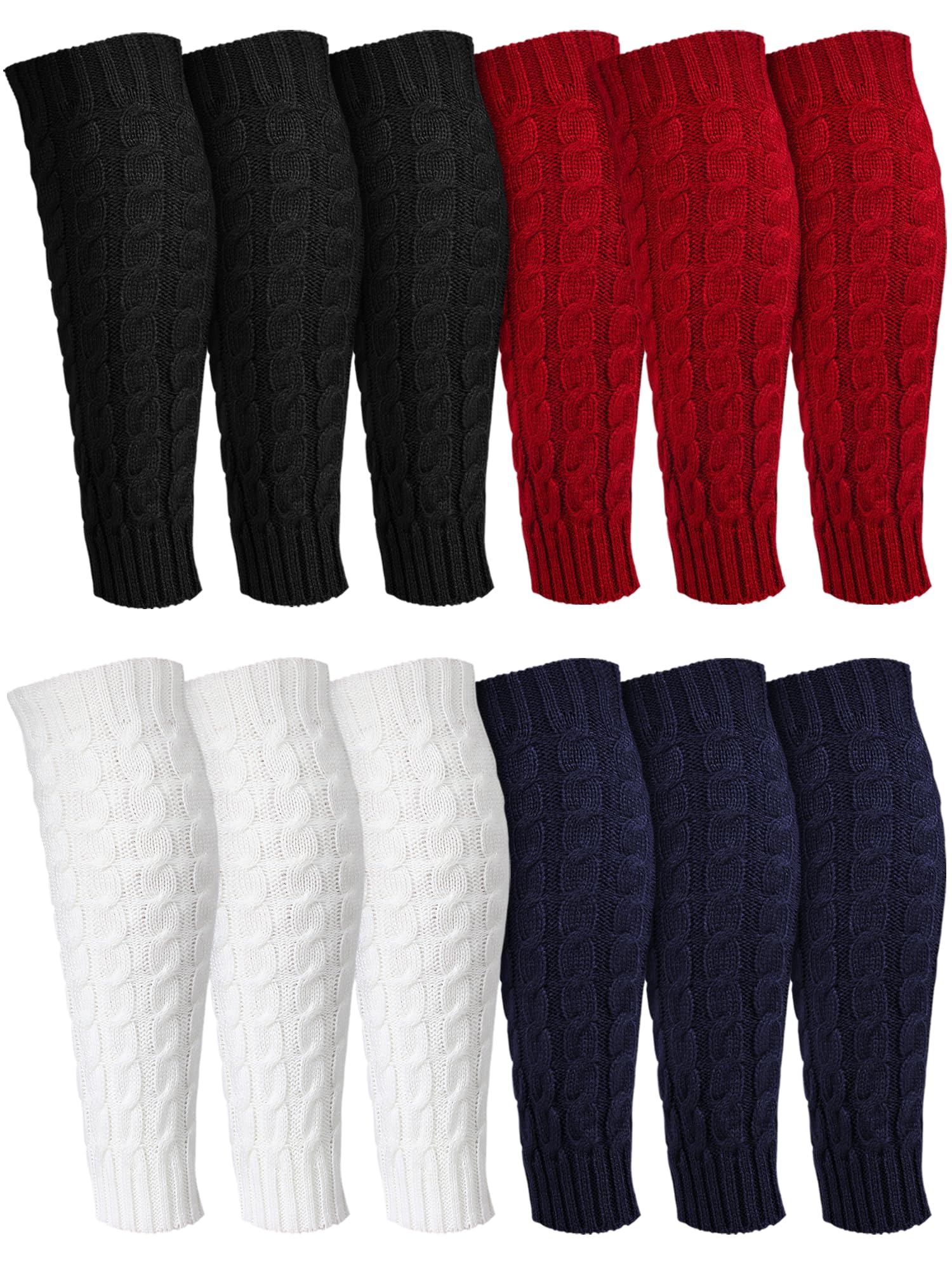 Geyoga 12 Pairs Women Leg Warmers for Winter Cable Knit Knee High 80s Plus Size Leg Warmers for