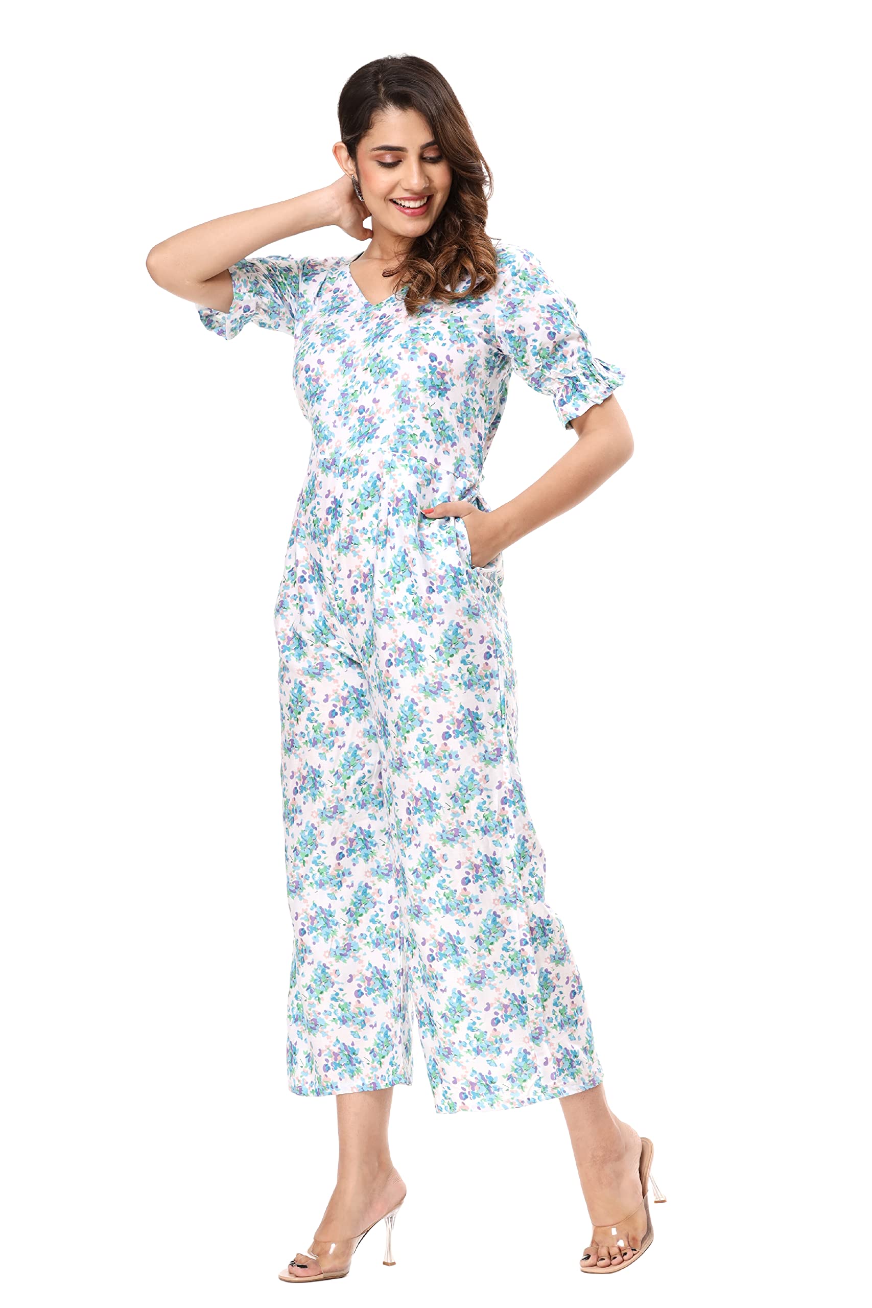 kvish Women Women's Rayon Straight Jumpsuit (Half Sleeves)-picture-24