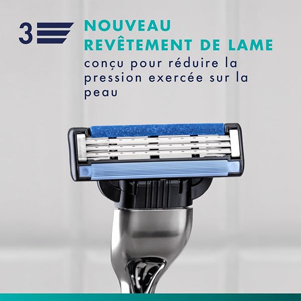 Gillette 24 Recharges De Lames De Rasoir Homme Mach3 Originelles, Pack De Cartouches avec Un Porte-clés, 3 Lames Affutées et Bande Lubrifiante pour Un Rasage Manuel du Visage Confortable - 3