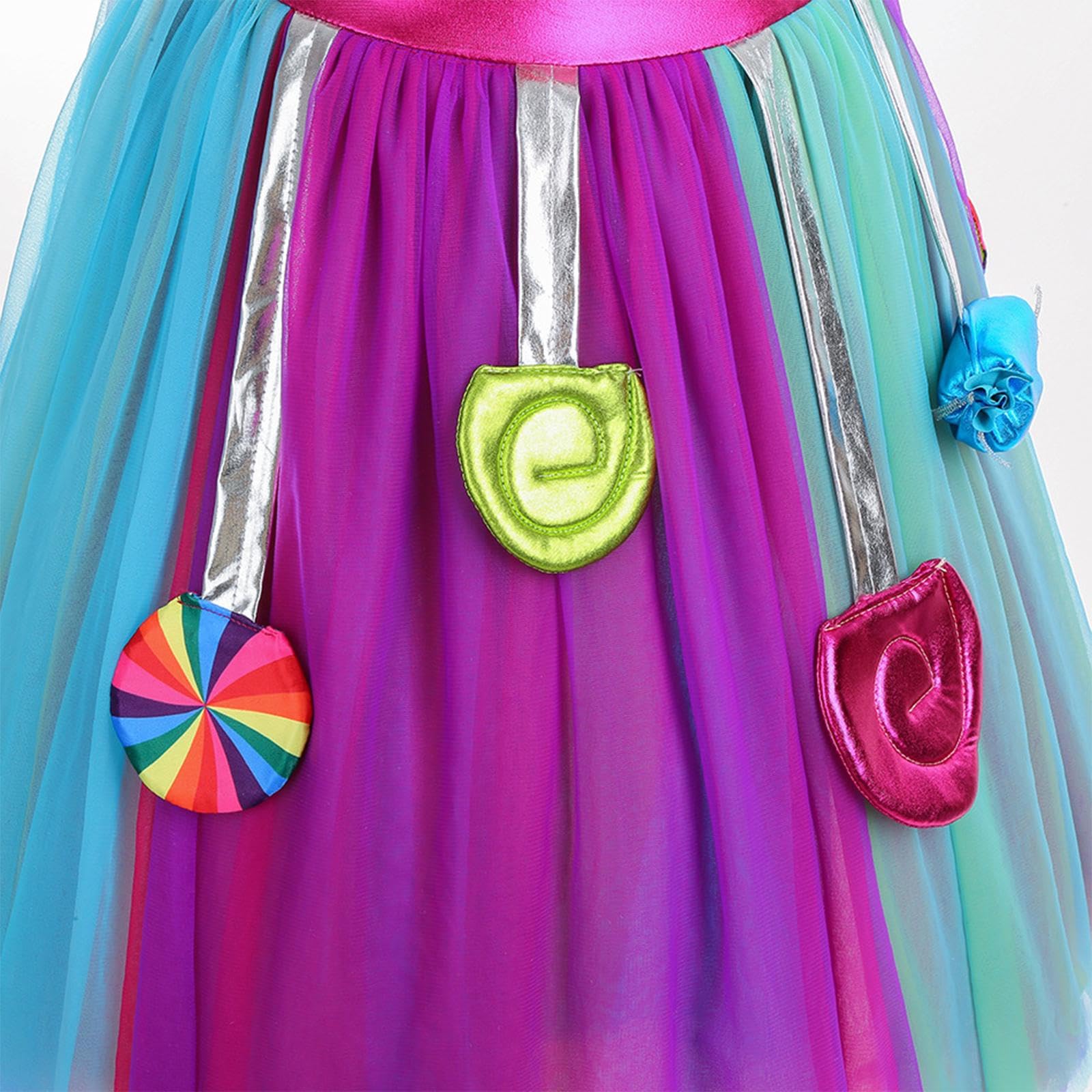 Colcolo Kleid Prinzessin Tüll Kostüm Kinder Mädchen Detailreiches Design mit Stirnband Polyester für Karneval Rollenspiel Fotoaufnahme, 140
