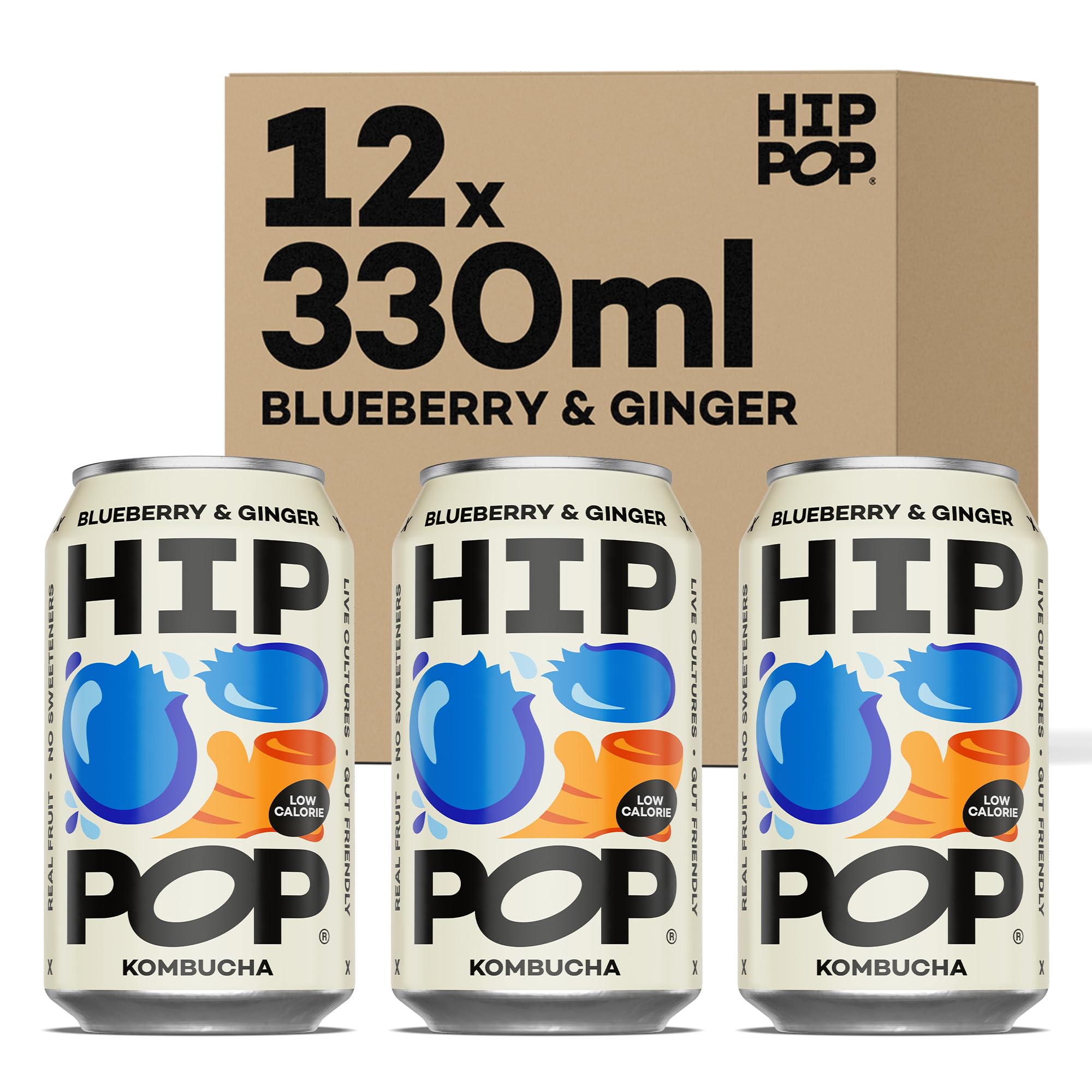 Hip Pop Kombucha, Blueberry & Ginger