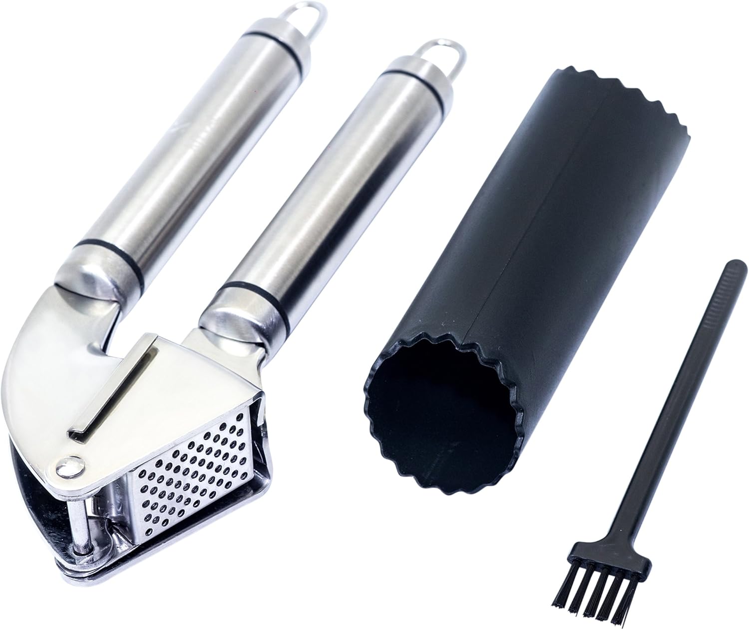 Garlic and Ginger Press With Silicone Tube Peeler And