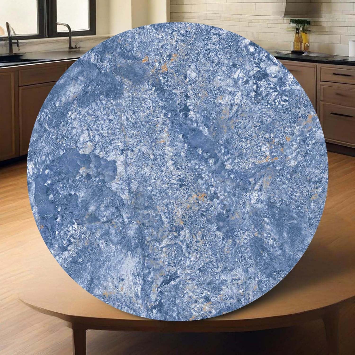 Rotondo Piatto Girevole in Ardesia, Large Lazy Susan Vassoio da Portata 60 70 80 90 100 cm, Grande Centrotavola Piatto da Portata(Glossy Blue,24"/60cm)