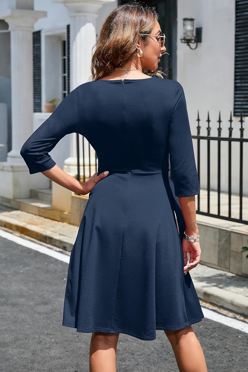 OWIN Womens 2026 Elegant Ruffle Sleeve Flared A Line Swing Casual Party Cocktail Dresses - Image 4