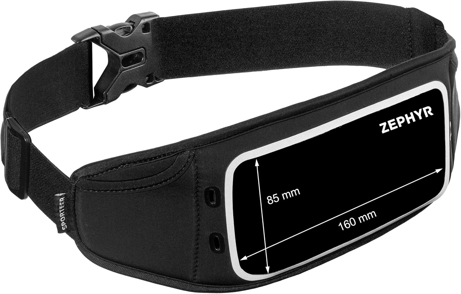 Sporteer Zephyr Ultra-Slim Running Belt - Minimalist Waist Pack for iPhone 17, 16, 15 Pro Max, Plus, Galaxy S26, S25 - Low-Profile Fitness Pouch for Slim Cases & Bare Phones