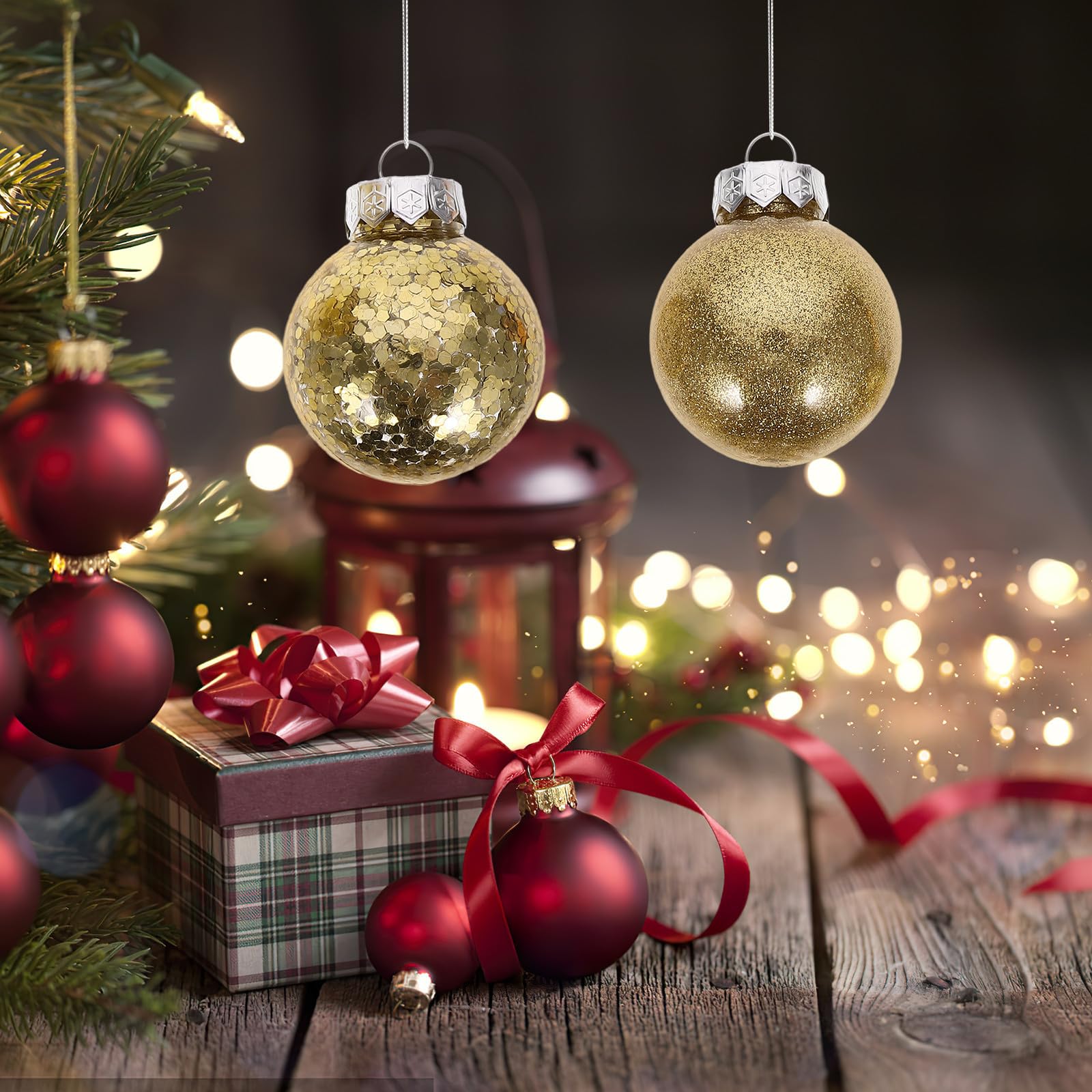 Toyvian 60 Pièces Boules de Noël Suspendues en Plastique pour Sapin, | Réutilisables et Faciles à Accrocher, Usage Arbre de Noël, Fête Familiale ou Mariage, Lot Décoratif