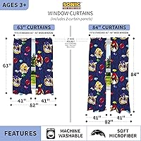Vista 4 de Franco Juego de cortinas para habitación de niños, 82 x 63 pulgadas, Sonic The Hedgehog, Anime