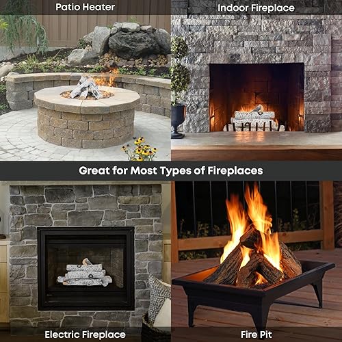 Miniatura 6 de Stanbroil Juego de troncos de chimenea de gas, troncos de gas de madera de abedul blanco de cerámica para todo tipo de inserciones ventiladas,