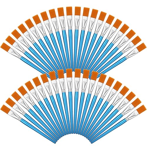 40 Pcs Paint Brushes Bulk 1 Inch Flat Acrylic Paint Brushes with Wooden Handles Synthetic Nylon Large Paintbrushes for Acrylic Painting Watercolor Oil Crafts Face Body Art