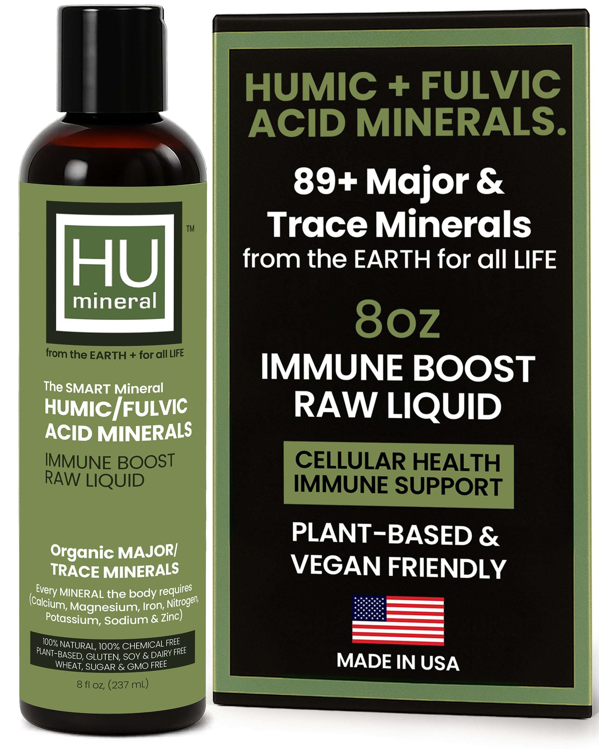 Fulvic Acid Trace Minerals Drops for Water - Raw Liquid Ionic Minerals with Humic Acid & Electrolytes - Energy, Immune & Gut Support, Detox - Vegan Plant-Based Concentrate - 8 oz