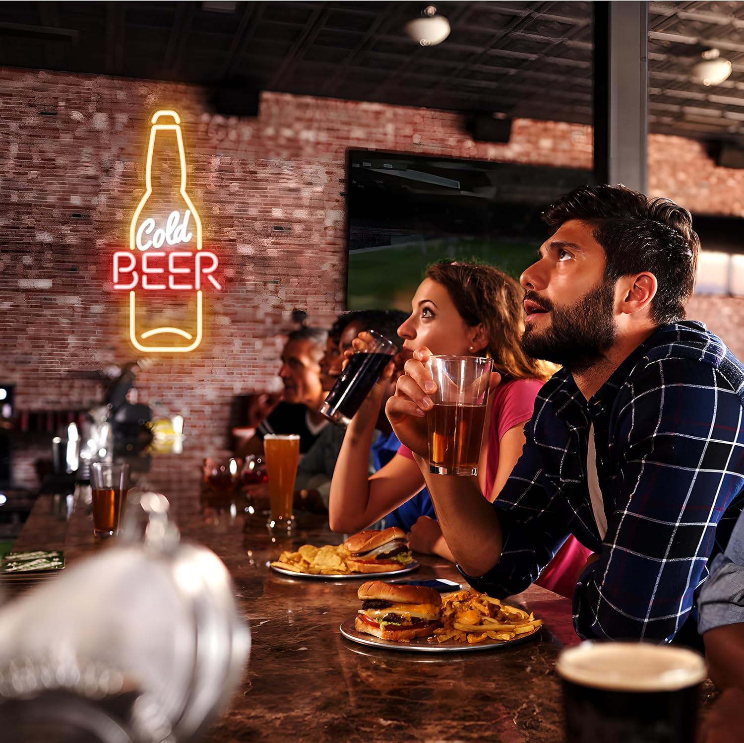 Kavaas Cold Beer Neon Sign 16.5" x 7.5", Beer Bottle Shaped LED Sign for Man Cave, Home Bar, Pub, Wall Decor - Best Gifts for Beer Lovers, Birthday, Christmas - Image 5