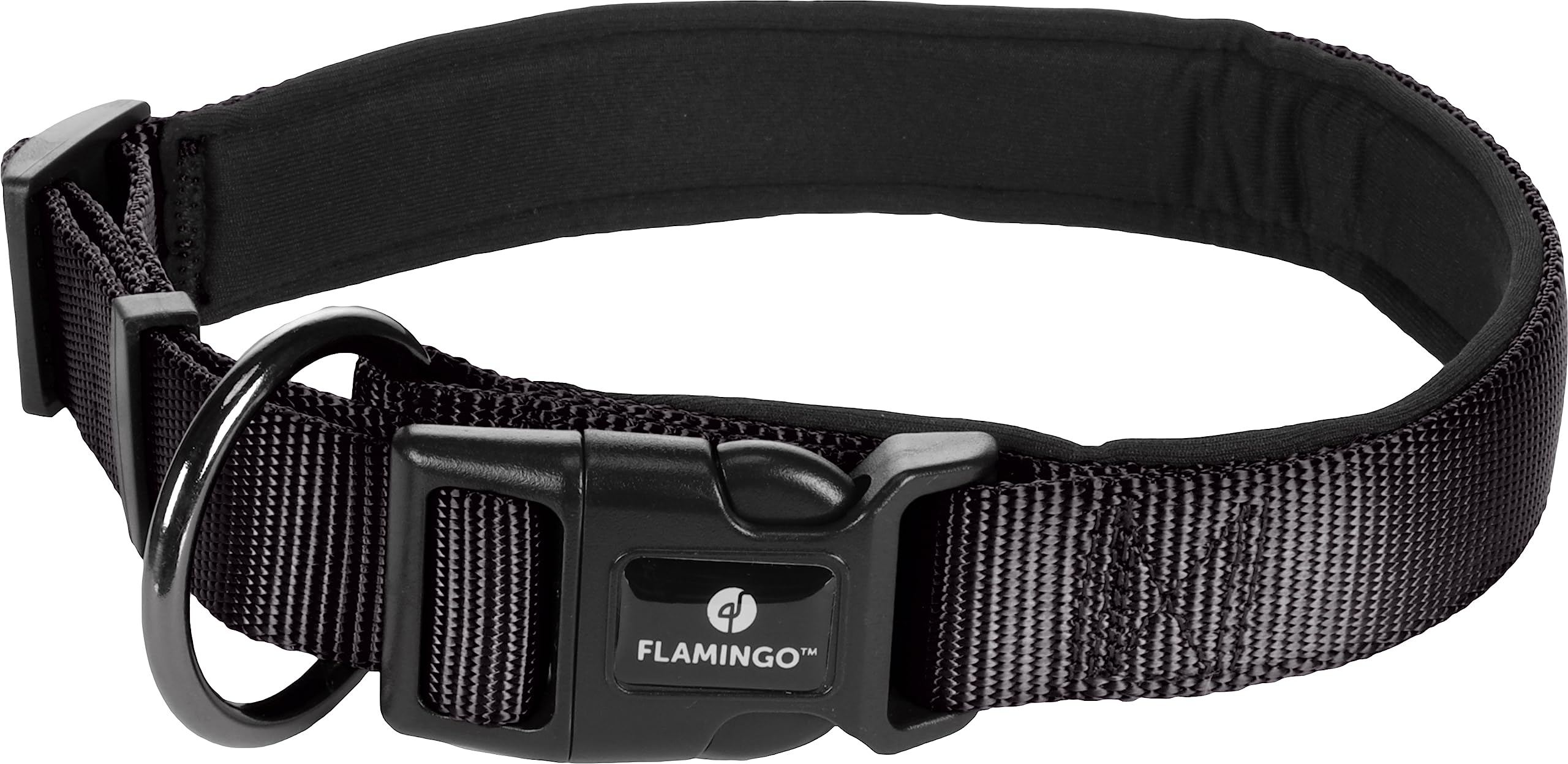 Flamingo Dog Collar Abbi Black L 50-55cm 25mm