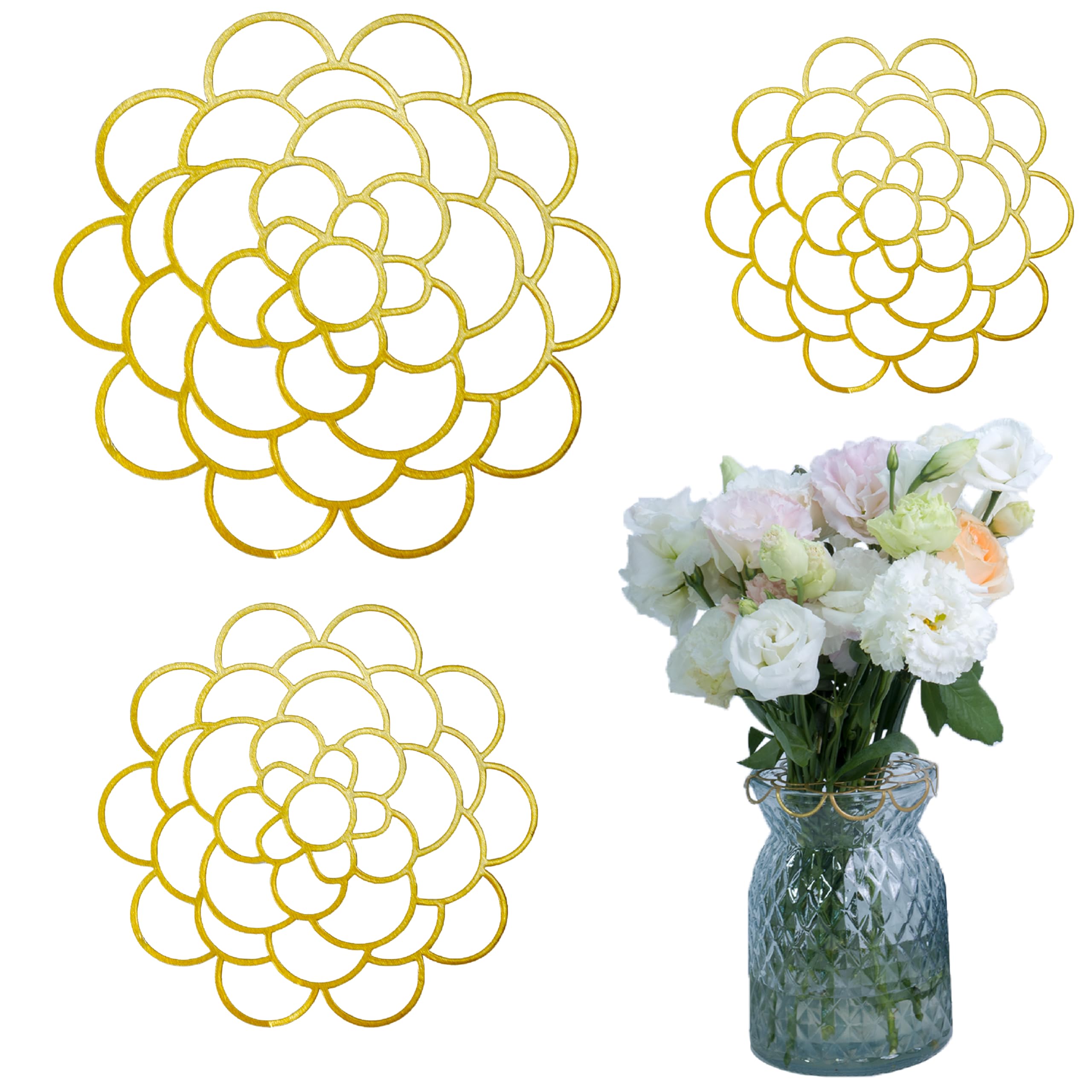 Amazon.com: 3 件插花架,不銹鋼花青蛙分離器花卉網格,可重複使用,簡單