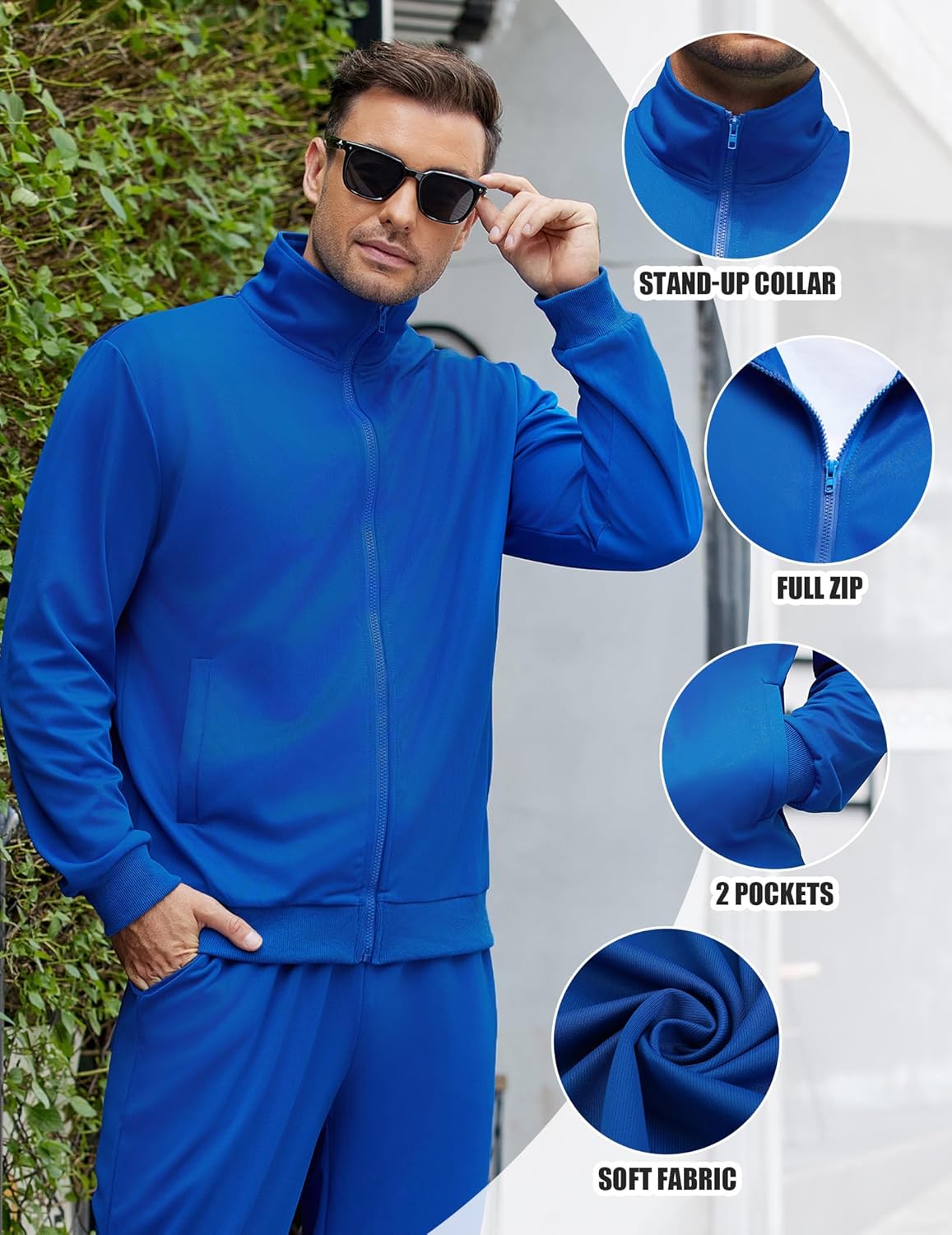COOFANDY Men's Tracksuits Casual Sweatsuit 2 Piece Full Zip Athletic Jogging Suit Sets Sport Sweat Suit - Image 4