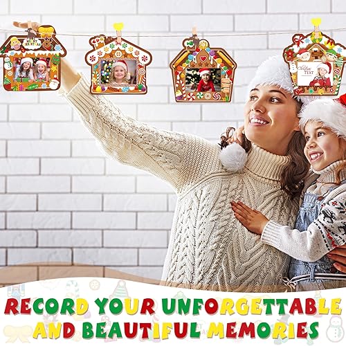 Miniatura 4 de Funrous Marco de fotos de Navidad, caja de regalo, marco de fotos, adornos para colgar, marco de fotos, juego de manualidades, adornos de fotos para