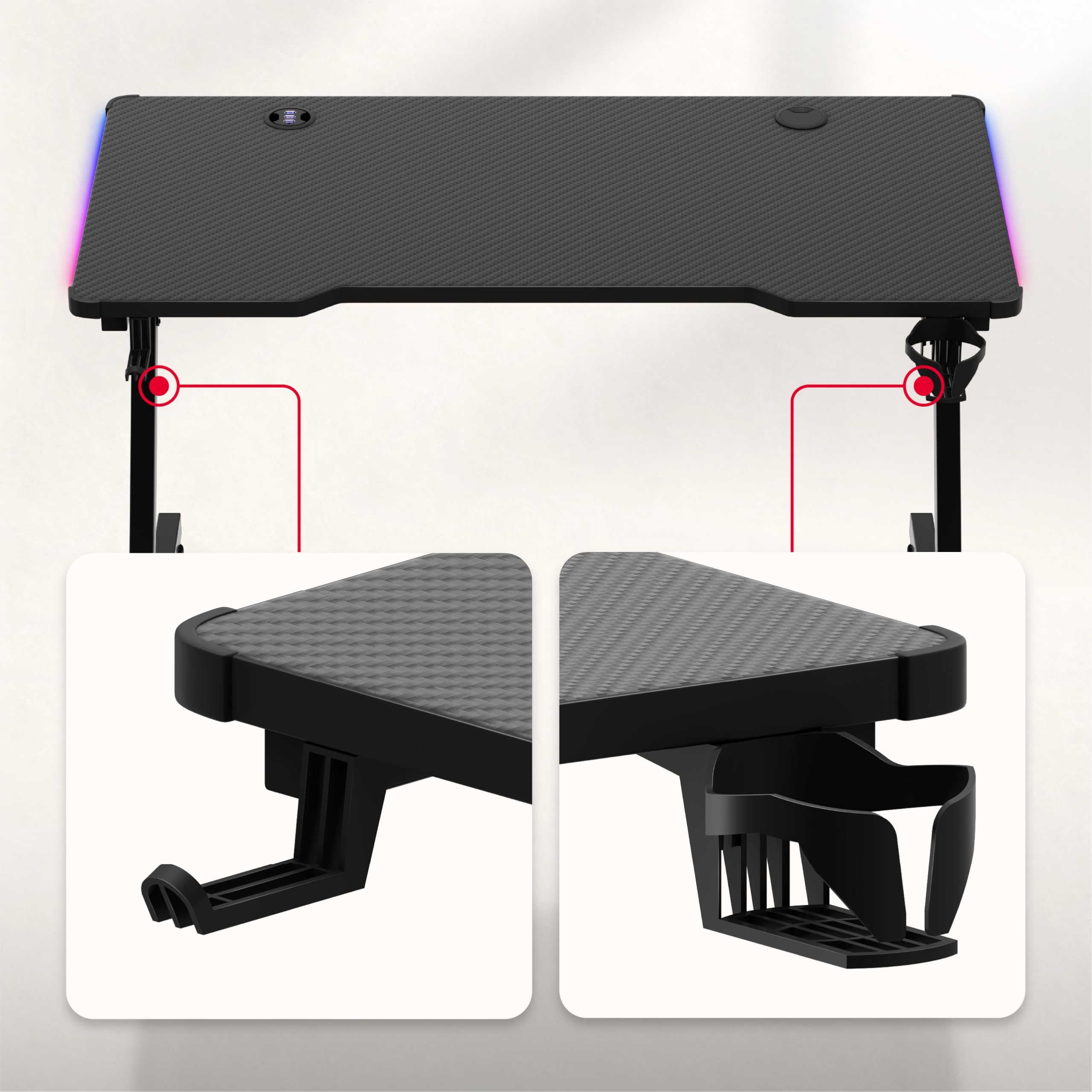 huzaro Hero 2.5 Gaming Schreibtisch - Computertisch - 120x60cm - RGB