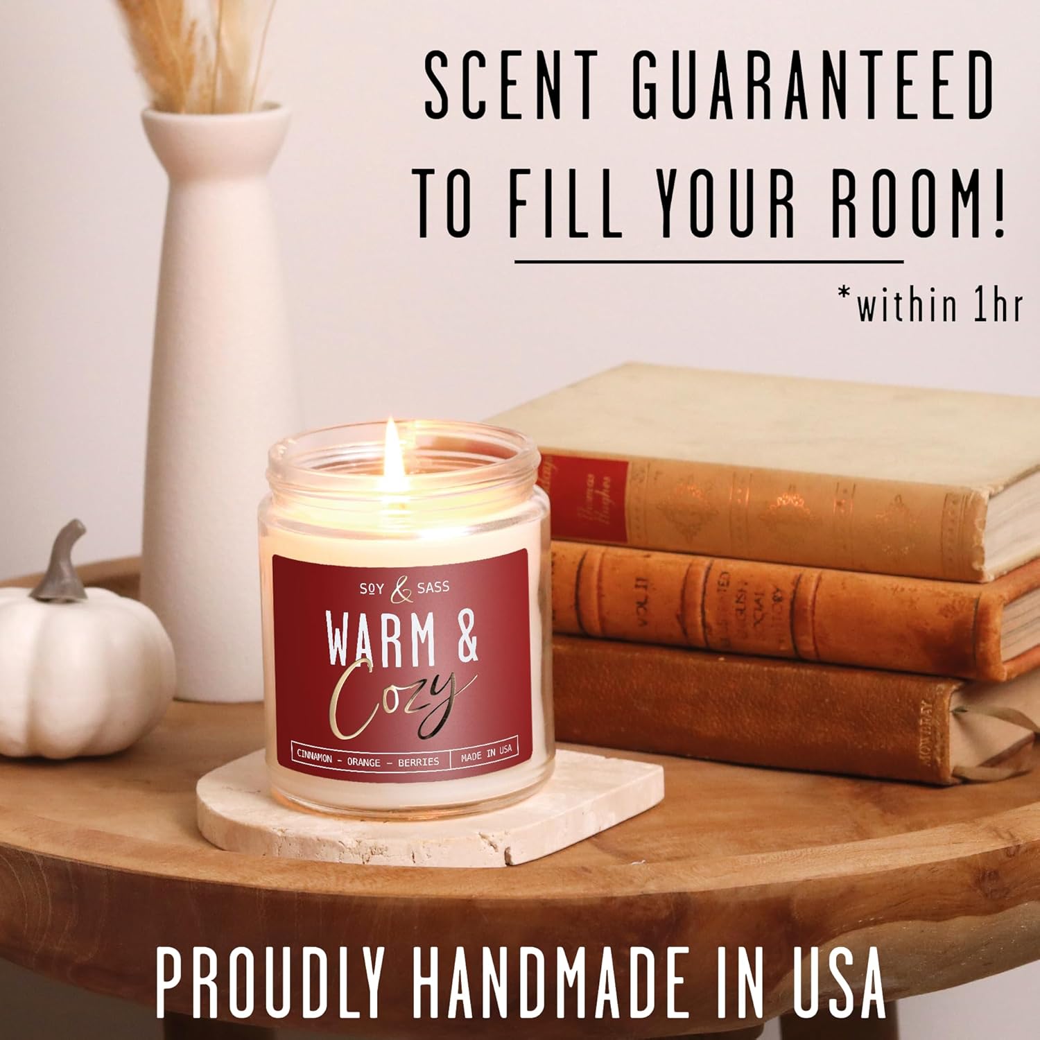 Christmas Candles, Fall Candles, Warm and Cozy' Soy Candle I Berries, Apple & Cinnamon I Infused w/Essential Oils I Warm n Cozy Home Decor I Winter and Holiday Candle I 50Hr Burn I USA Made - Image 4