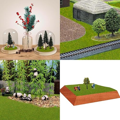Miniatura 7 de 12 tapetes de césped artificial, trenes color verde hierba, 6.7 x 6.7 in o 6.69 x 6.69 pulgadas, para decoración de niños, manualidades, paisaje,