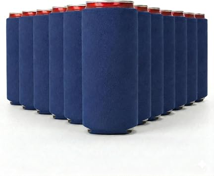 Slim Can Cooler Sleeve 12 Pack Blank Neoprene Insulated - Navy Blue