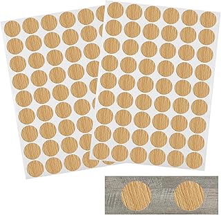 Waziaqoc 108pcs Self-Adhesive Screw Hole Stickers (Maple), 2-Table Sheets Screw Covers Caps PVC Dustproof Round Stickers for Wooden Furniture - 21mm/0.83inch