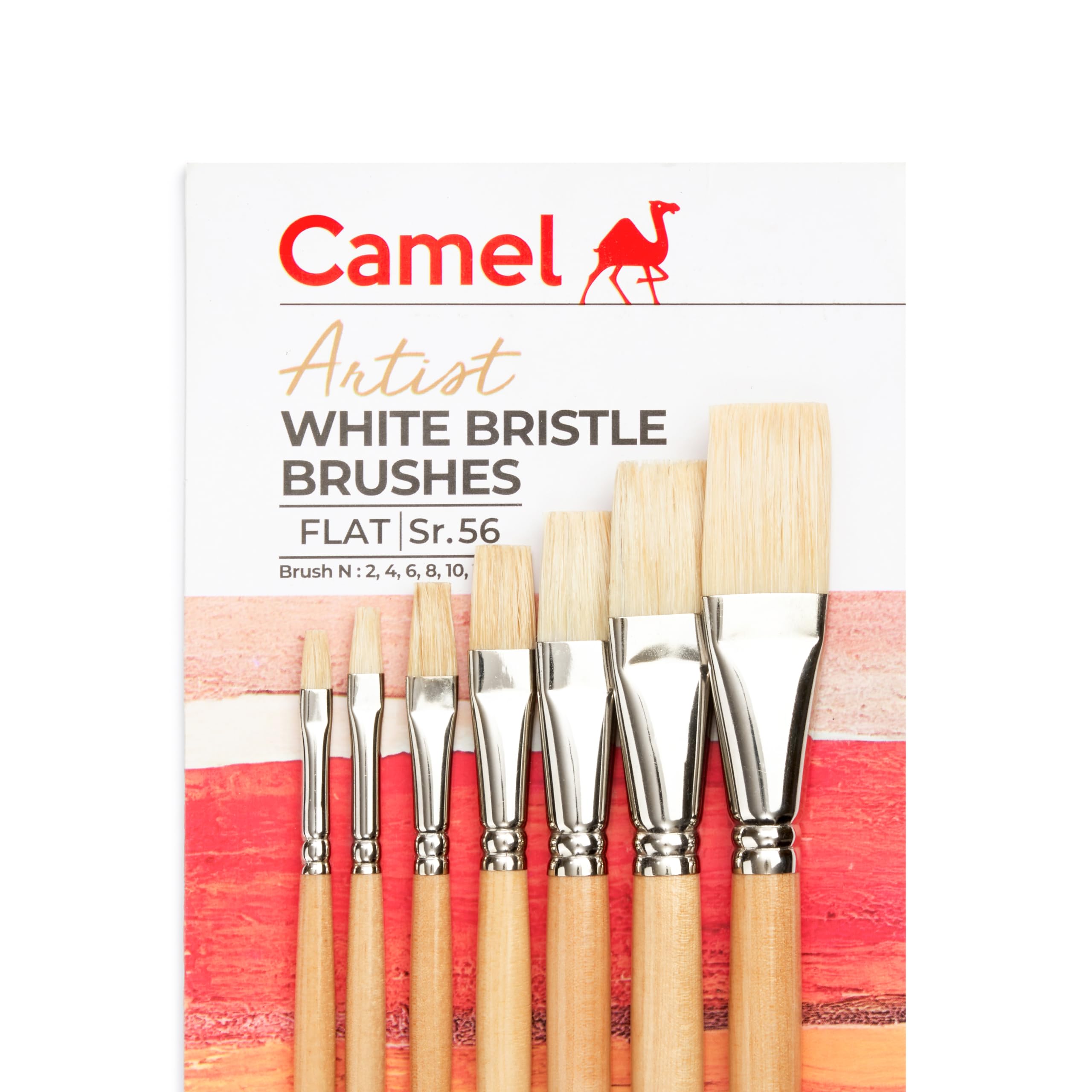 Camlin Kokuyo Paint Brush Series 56 - White Bristle Flat, Set of 7