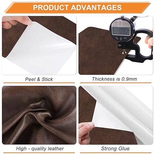 Miniatura 3 de Parches de cinta de reparación de cuero  Parche de reparación de cuero autoadhesivo de 4 x 63 pulgadas para sofá, kit de cinta de reparación de