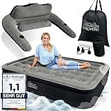 Burgwerk Luftbett für 2 Personen [Praktisches 3 in 1 System] | Selbstaufblasendes Gästebett in 150x200 | Luftmatratze selbstaufblasend, Aufblasbare Matratze Unser Tipp Schwarz/Anthrazit