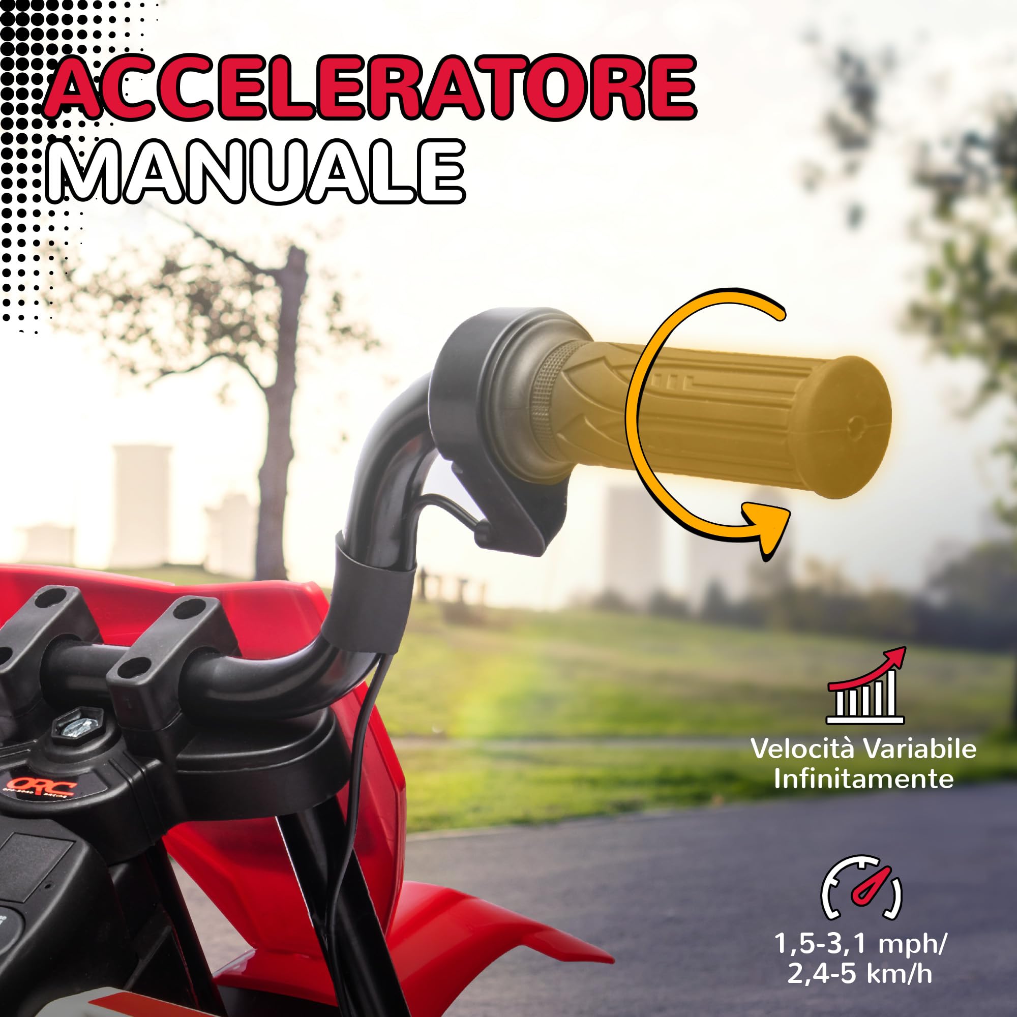 AIYAPLAY 12V Moto Elettrica per Bambini 3-6 Anni con 2 Motori e Acceleratore Manuale, Mini Moto Cross per Bambini con Sospensione, Ruote Rimovibile, Indicatore di Carica, Suoni, 2.4-5km/h, Rosso